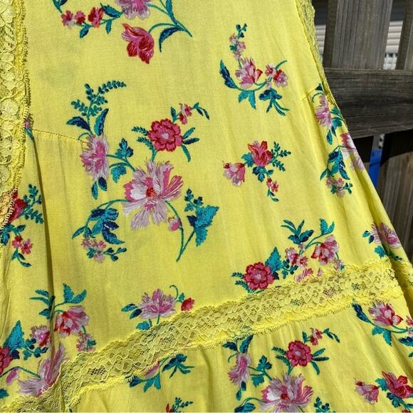 Wonderly Women's Floral Lace Mini Sundress Size Small Yellow Rayon Spring Dress - Picture 8 of 9
